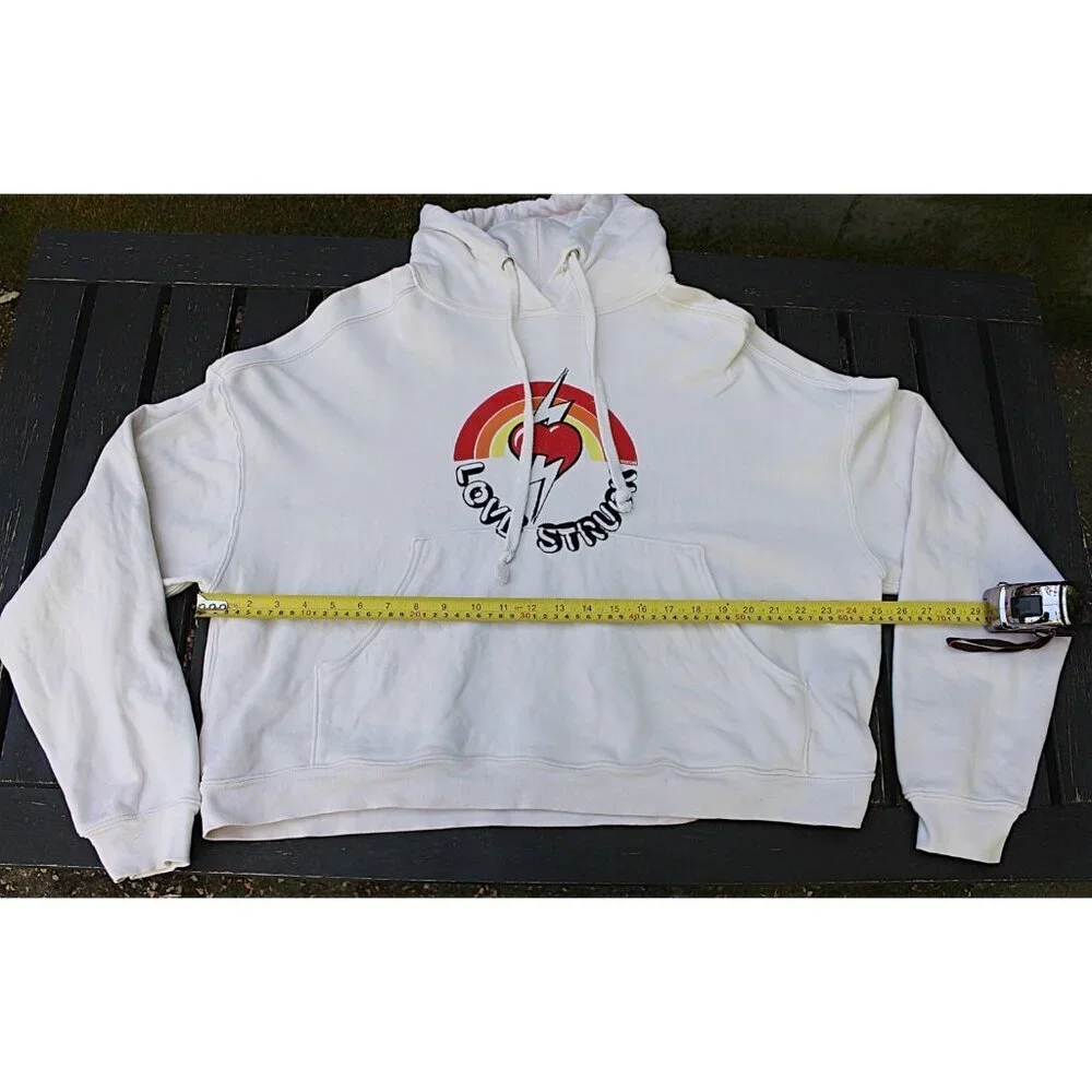 Re/Done - Love Struck Hoodie in Ivory, Medium - some flaws, READ - Picture 6 of 12